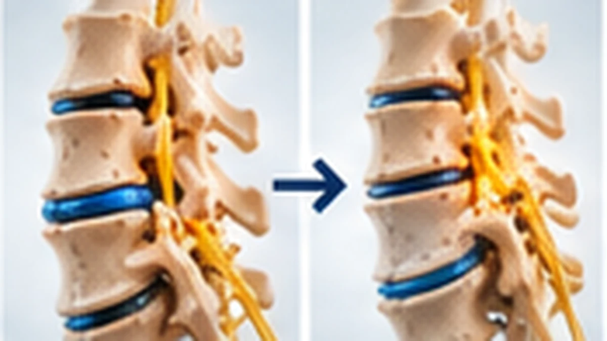 Illustration showing a simplified vertebral alignment change.
